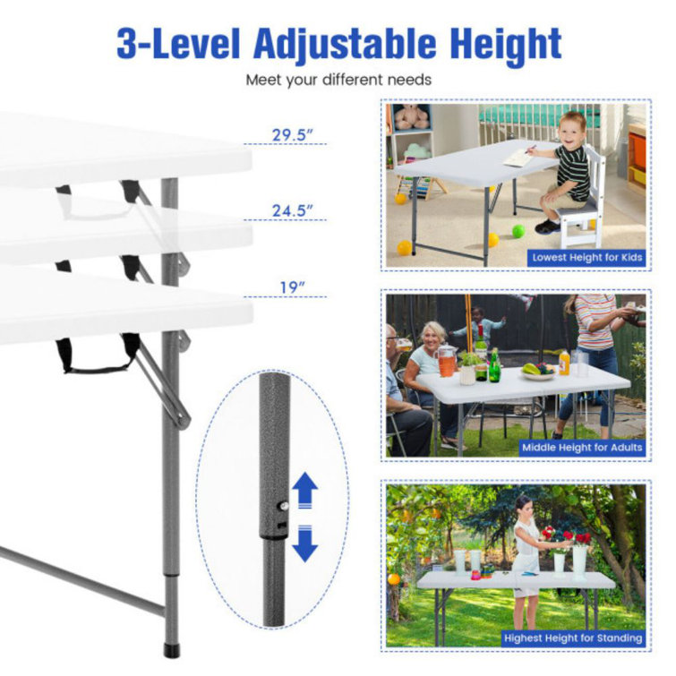 Costway 47.5 Rectangular Adjustable Folding Table Wayfair